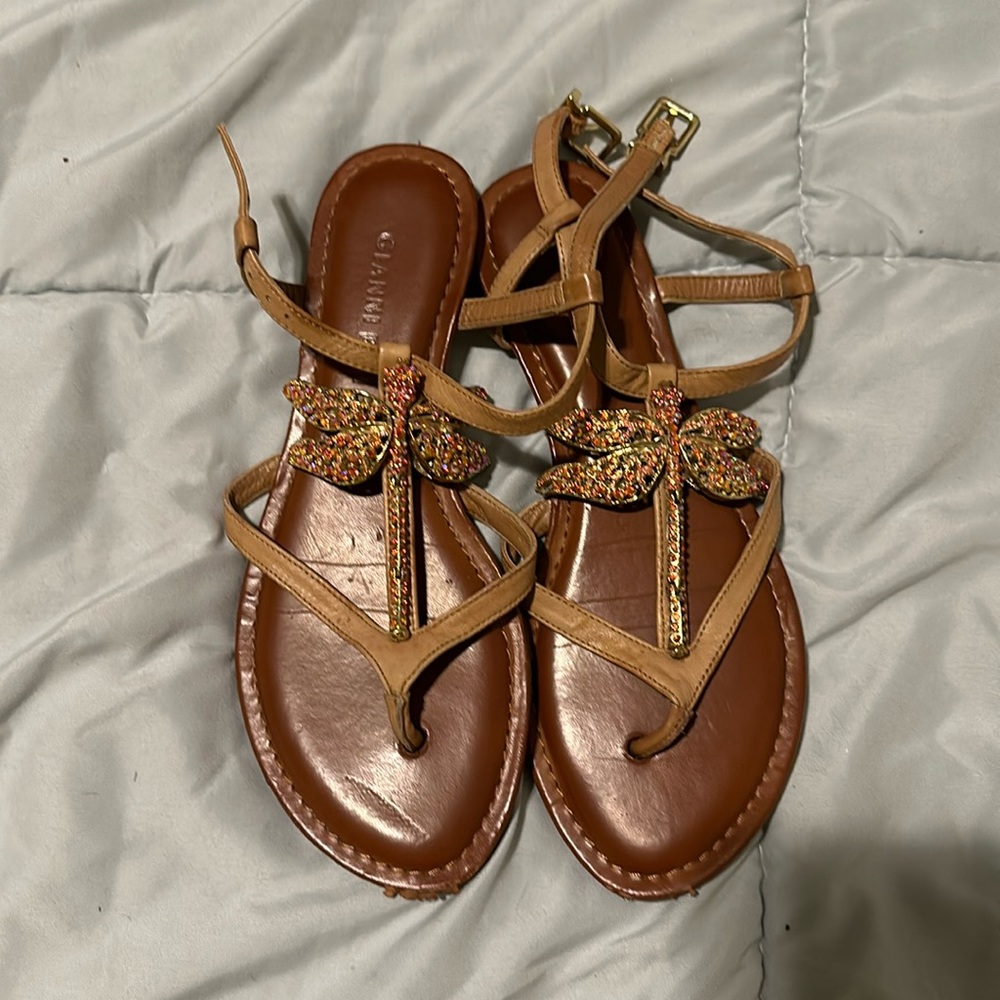 vintage Gianni Bini rhinestone dragonfly sandal shoes 6 preowned